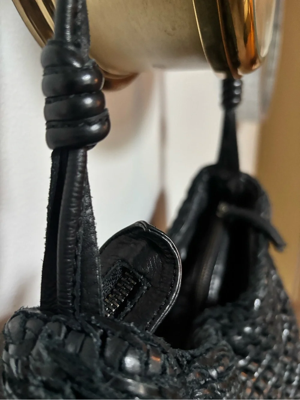Woven Leather Hobo Bag with weaved handles